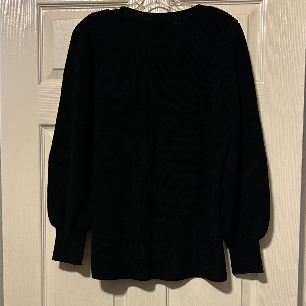 Banana Republic Black Knit bell sleeve sweater. 100 % cotton. - Picture 5 of 5